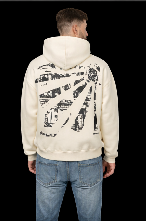 GUILTY Puff Print Oversized Hoodie – Cream