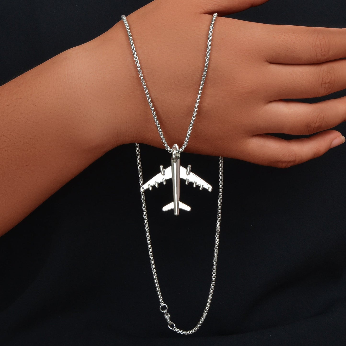 Hip Hop Style Men Jewellery Long Chain Stainless Steel Plane Pendant Necklace