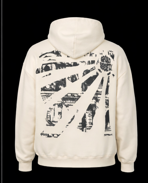 GUILTY Puff Print Oversized Hoodie – Cream